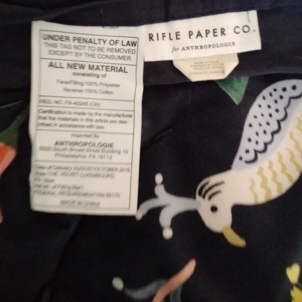 Anthropologie Rifle Paper Velvet Luxembourg Navy Blue Floral King Shams One Pair - Picture 4 of 5